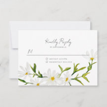 Watercolor Daisy RSVP Floral Wedding Reply Card 