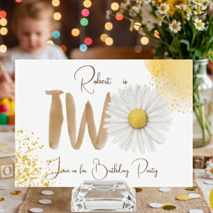 Watercolor daisy second Birthday Invitation