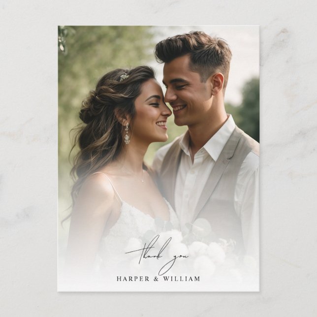 watercolor daisy thank you photo wedding Postcard (Front)