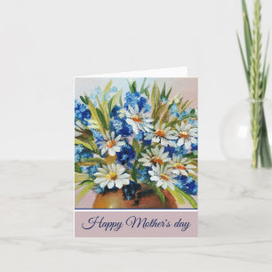 Watercolor daisy vase customizable holiday card