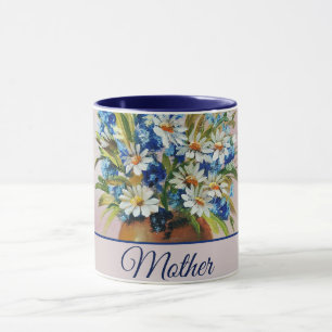 Watercolor daisy vase customizable mug