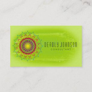 Watercolor Damask Simple Splatter Green Nature Business Card