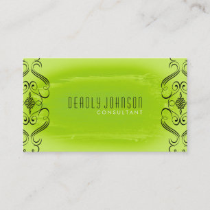 Watercolor Damask Simple Splatter Green Nature Business Card