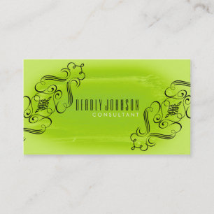 Watercolor Damask Simple Splatter Green Nature Business Card