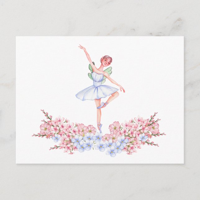 Watercolor dancing ballerina postcard (Front)