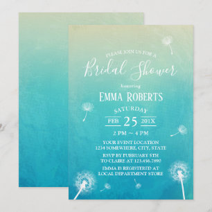 Watercolor Dandelion Spring Wedding Bridal Shower Invitation