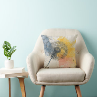 Watercolor Dandelion Throw Pillow