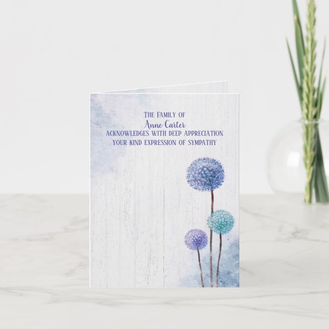 Watercolor Dandelions Sympathy Thank You Card (Front)