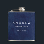 Watercolor Dark Blue Wedding Hip Flask<br><div class="desc">Dark blue watercolor wedding flask with beautifully painted watercolor greenery. Fully customizable!</div>