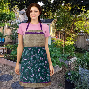 Watercolor Dark Floral Garden Personalized Apron