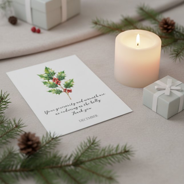 WATERCOLOR DECEMBER HOLLY BIRTH FLOWER POSTCARD (Creator Uploaded)