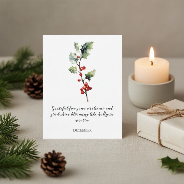 WATERCOLOR DECEMBER HOLLY BIRTH FLOWER POSTCARD (Creator Uploaded)