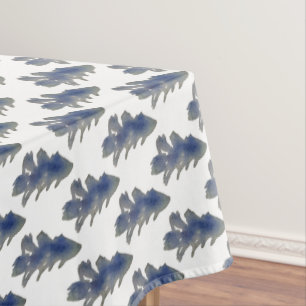 Watercolor Deep Blue Pine Tree Tablecloth