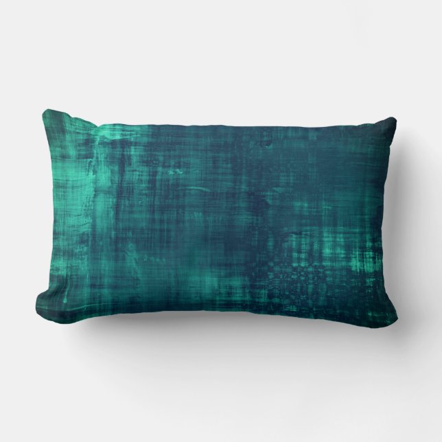 Watercolor Deep Teal  Lumbar Pillow (Front)