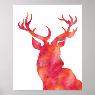 Watercolor deer christmas print