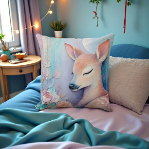 Watercolor Deer Double Sided Throw Pillow