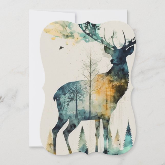 Watercolor Deer in the Forest  Card (Front)
