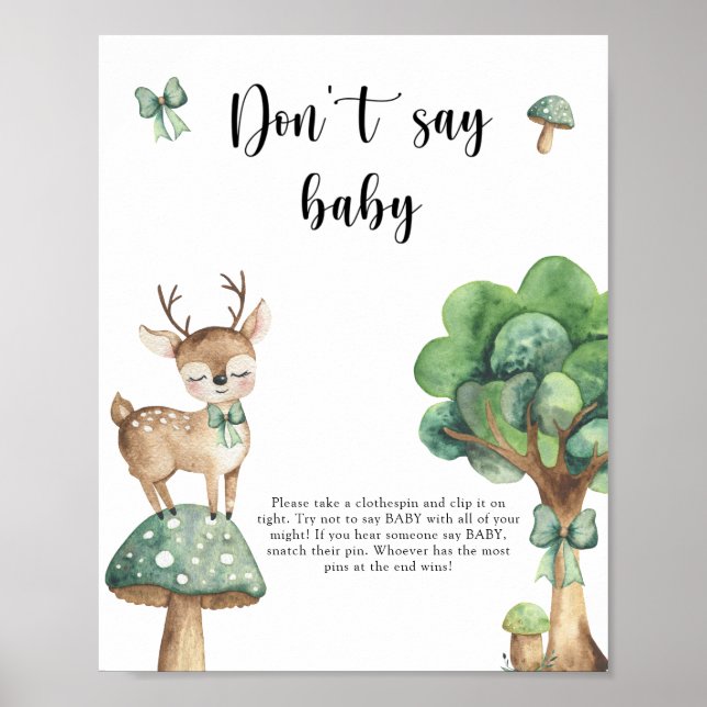 Watercolor Deer - Ne pas dire Poster bébé (Devant)