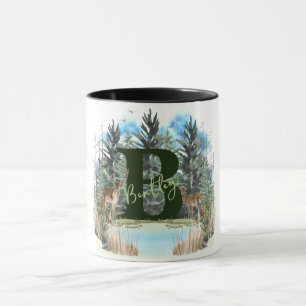 Watercolor Deer Personalized Monogram Letter B Mug
