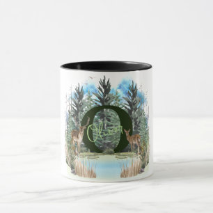 Watercolor Deer Personalized Monogram Letter O Mug