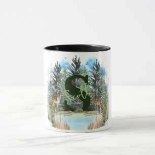 Watercolor Deer Personalized Monogram Letter S Mug