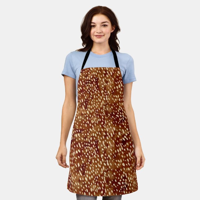 Watercolor Deer Print Apron (Worn)