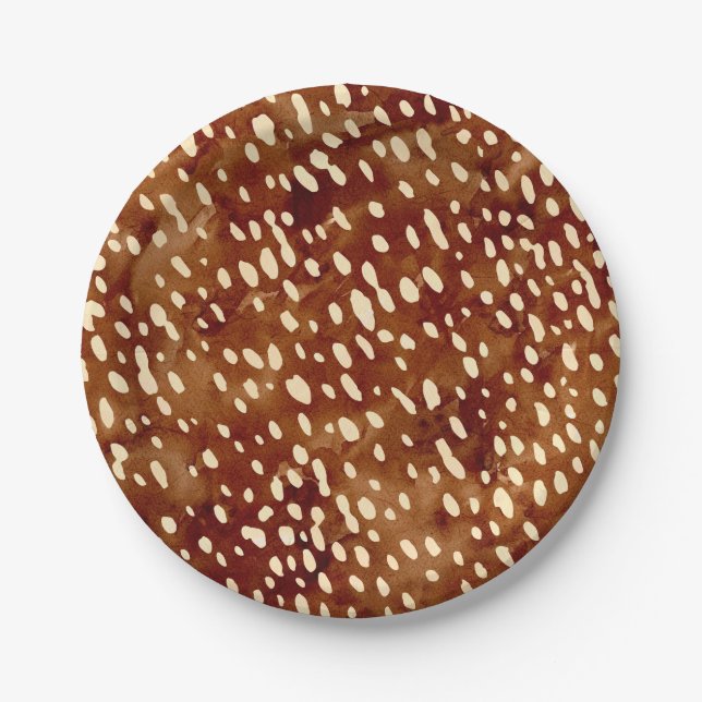 Watercolor Deer Print Paper Plate (Front)