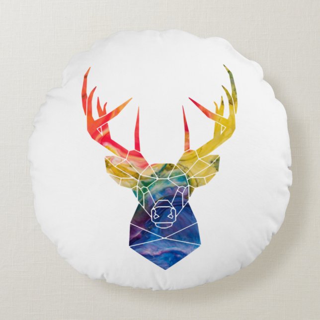 Watercolor deer  round pillow (Front)