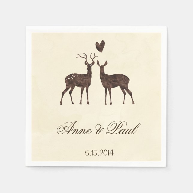 Watercolor deers Wedding Napkin (Front)