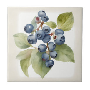 Watercolor delicate blueberries tile