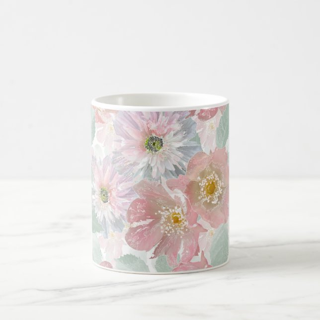 Watercolor delicate flowers. coffee mug (Center)