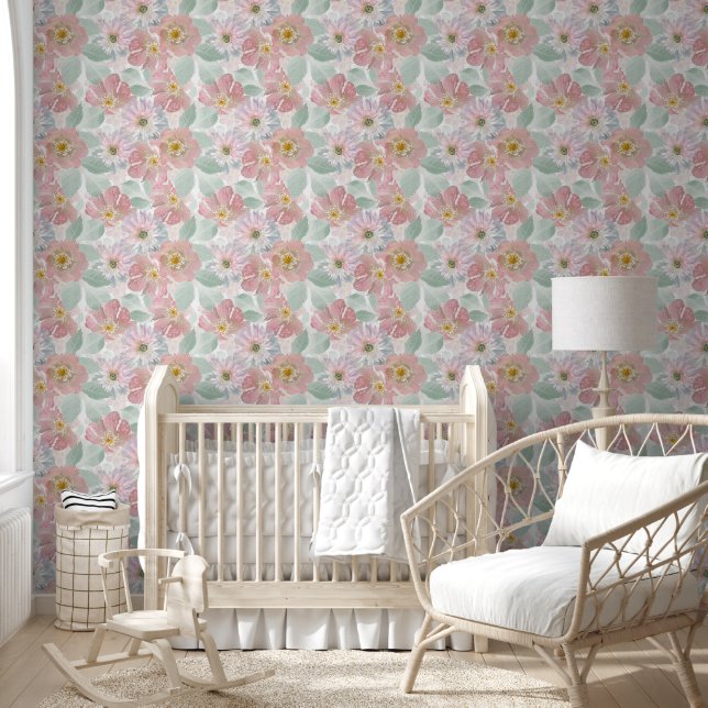 Watercolor delicate flowers.  wallpaper (Kids)