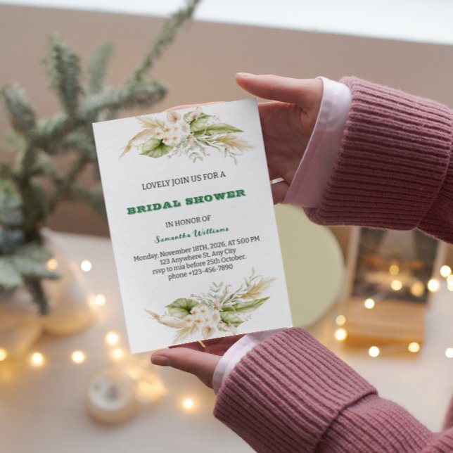 Watercolor delicate green bridal shower invitation (Creator Uploaded)