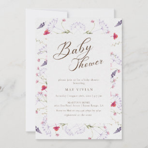 Watercolor Delicate Wildflower Baby Shower Invitation