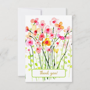 Watercolor delicate wildflowers. Thank you Card