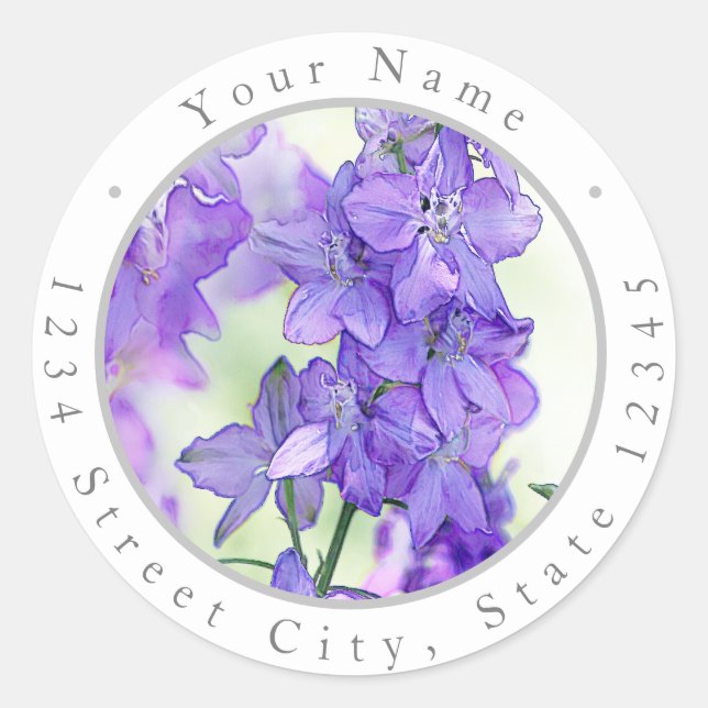  Watercolor Delphiniums Labels (Front)