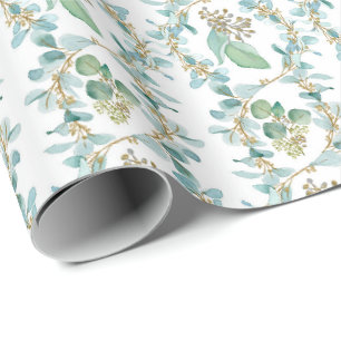 Watercolor Deluxe Eucalyptus- white ground Wrapping Paper