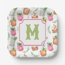 Watercolor Derby Day Mint Julep Drinks Monogram