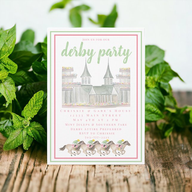 Watercolor Derby Party Jockeys Horse Racing  Invitation (Creator Uploaded)