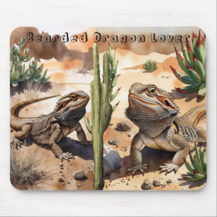 Watercolor Desert Bearded Dragon Mouse Pad