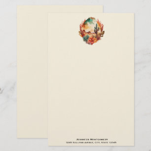 Watercolor Desert Cactus and Mountains Stationery