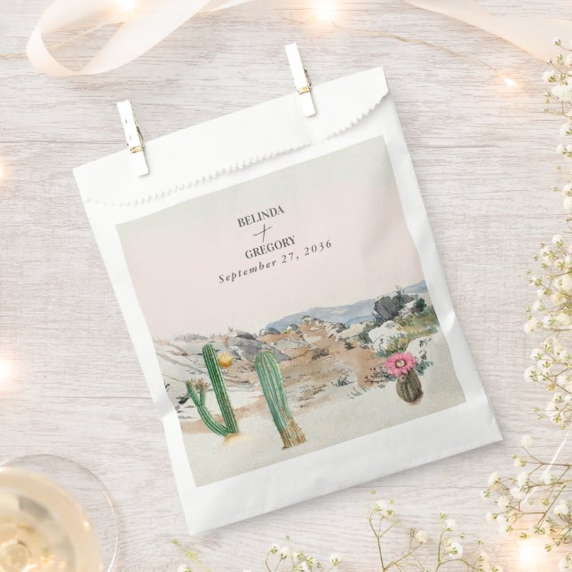 Watercolor Desert Cactus Boho Wedding Favour Bag (Clipped)