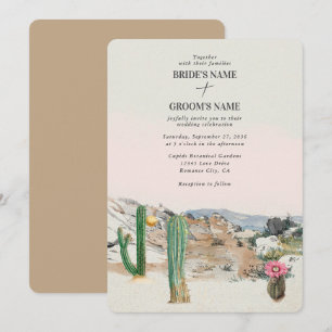 Watercolor Desert Cactus Boho Wedding Invitation