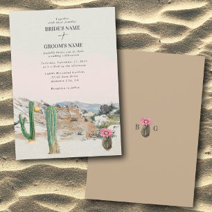 Watercolor Desert Cactus Boho Wedding Invitation