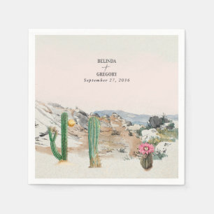 Watercolor Desert Cactus Boho Wedding Napkin