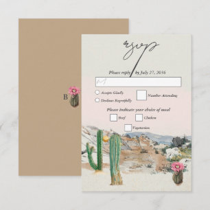 Watercolor Desert Cactus Boho Wedding RSVP Card