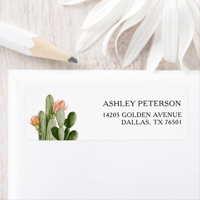 Watercolor Desert Cactus Cactus Adresse de retour (En situation)