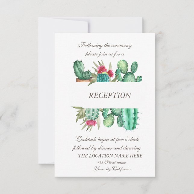 Watercolor Desert Cactus Dots Wedding   Invitation (Front)
