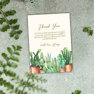 Watercolor Desert Cactus Garden Baby Shower  Thank You Card