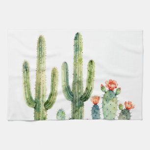 Watercolor Desert Cactus Garden Kitchen Towel